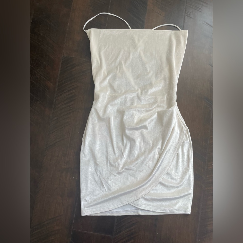 Cream velvet mini dress by Lucy in the sky size large
